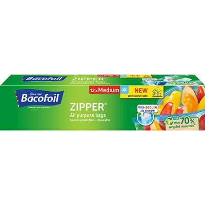 Bacofoil 3Ltr All Purpose Zipper Bags Pk of 12