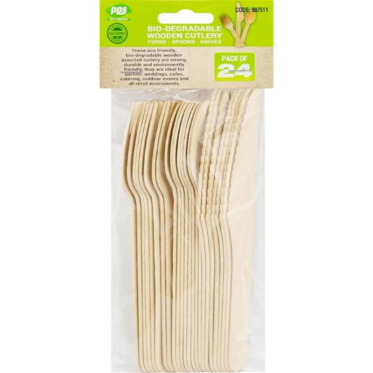 PPS WOODEN ASST CUTLERY BIODEGRADABLE