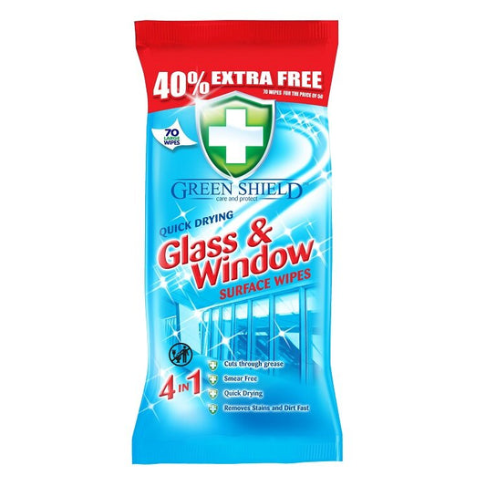 Green Shield Glass & Window Wipes 70pk
