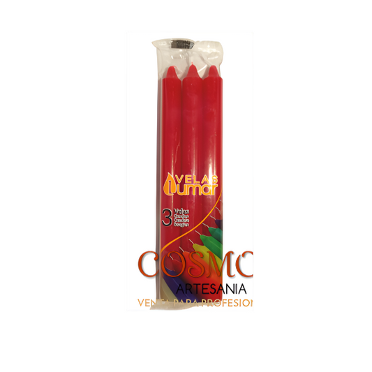 PACKET OF 3 RED CANDLE 2X23CM