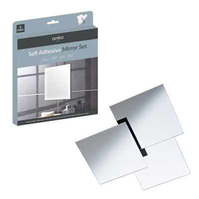 SELF ADHESIVE MIRROR SQUARE pack of 3