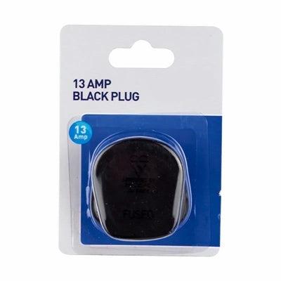 13AMP BLACK PLUG SINGLE B/CARD