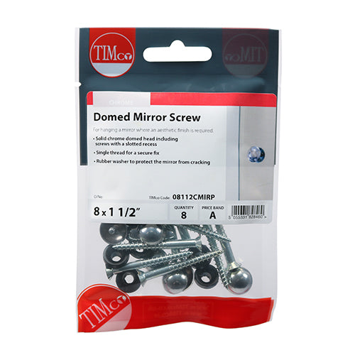 Mirror Screws - Zinc - Chrome Dome 8 x 1 1/2