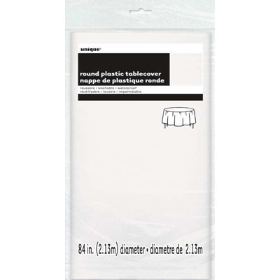 UNIQUE ROUND WHITE TABLE COVER 84IN
