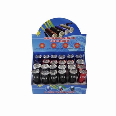 ALUMINIUM TORCH 9 LED ASSORTED EACH