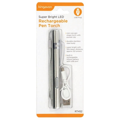 KINGAVON SUPER BRIGHT LED RECHARGEABLE PEN TORCH