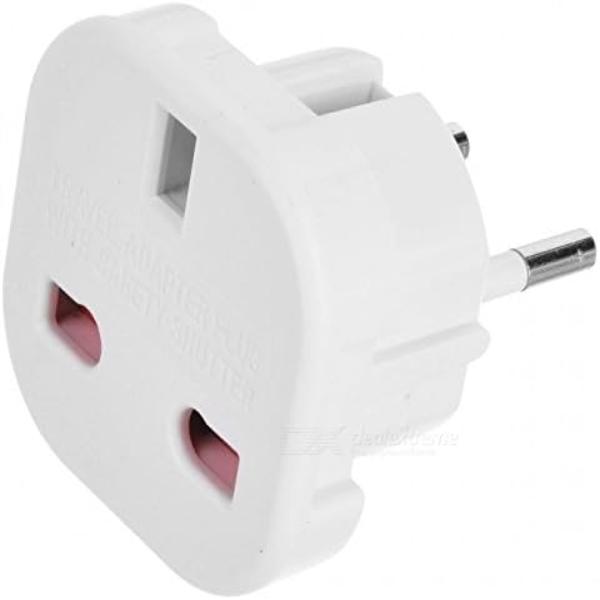 Travel Adapter - UK to EU Euro European adapter White Plug 2 Pin