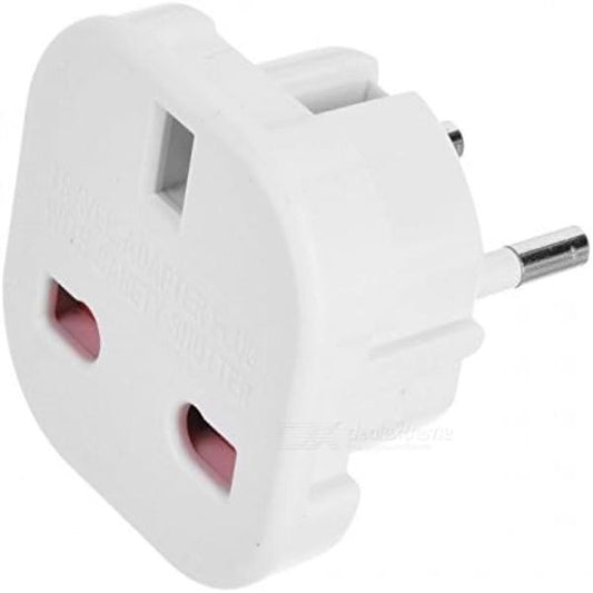 Travel Adapter - UK to EU Euro European adapter White Plug 2 Pin
