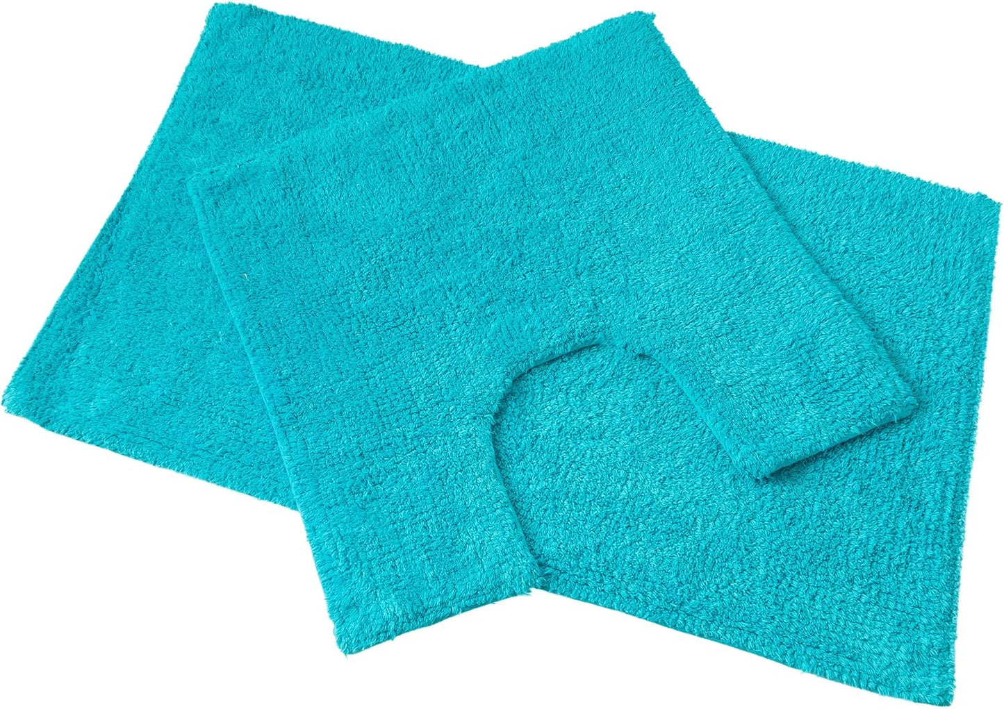 Blue Canyon 2 Piece Cotton Bath & Pedestal Mat Set, Quick Dry & High Absorbent Bathroom Door Mat, Washable Area Rug for Living Room, Kitchen, Outdoor Rug, Home Decor Mattress, 1200GSM – Turquoise