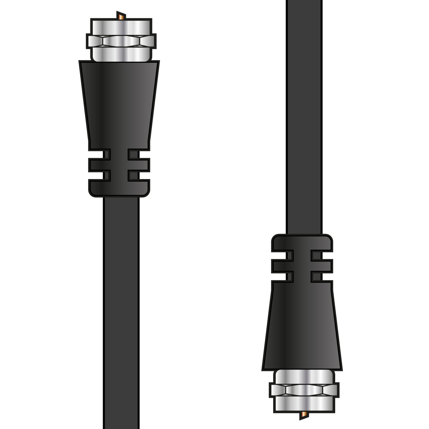 75 Ohms RG6 Coaxial F-type Plug to Plug Leads Black 2.0m