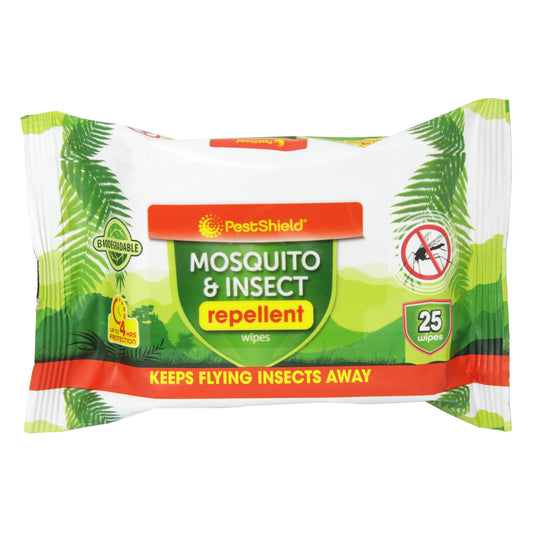 PESTSHIELD MOSQUITO+INSECT REPELLENT WIPES 25'S BIODEGRADABLE