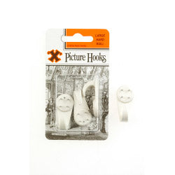 X Hard Wall Picture Hooks - White (Blister Pack) Large