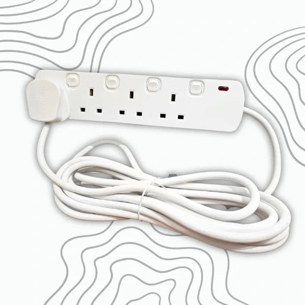 4 Gang 5 Meter Individually Switched Extension Lead with Neon Indicator (5m)