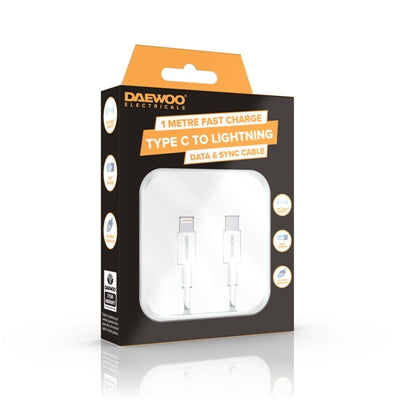 DAEWOO 1MTR USB-C TO 8 PIN LIGHTING CABLE