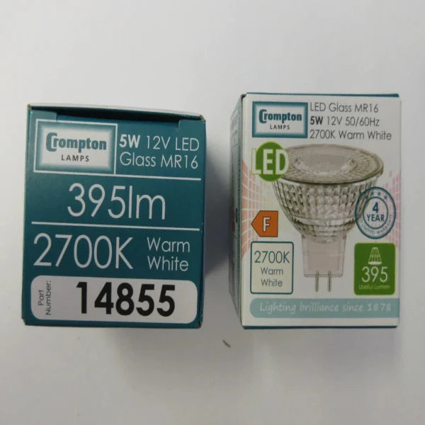 Crompton Lamp 5W 12V LED Glass MR16 395lm 2700K WarmWhite