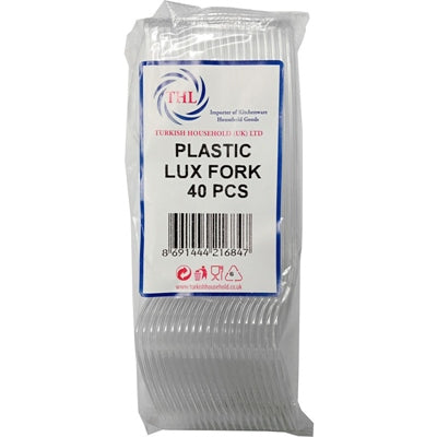THL FORK PLASTIC LUX REUSABLE CLEAR 40PCS