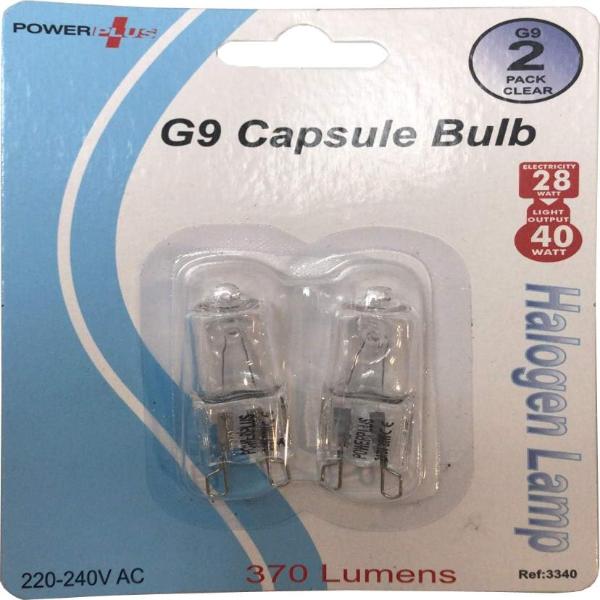G9 2PACK Halogen Bulb Clear Capsule 28 Watt, 40 Watt