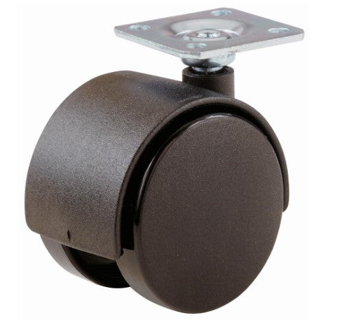 Castor Swivel Plate 50mm Black Hooded Twin Whl PK2