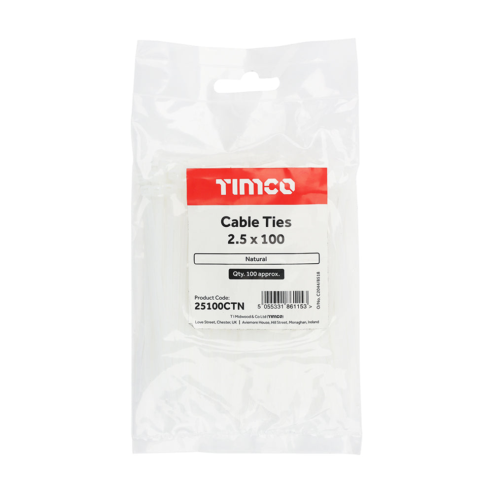 Cable Ties - Natural 2.5 x 100