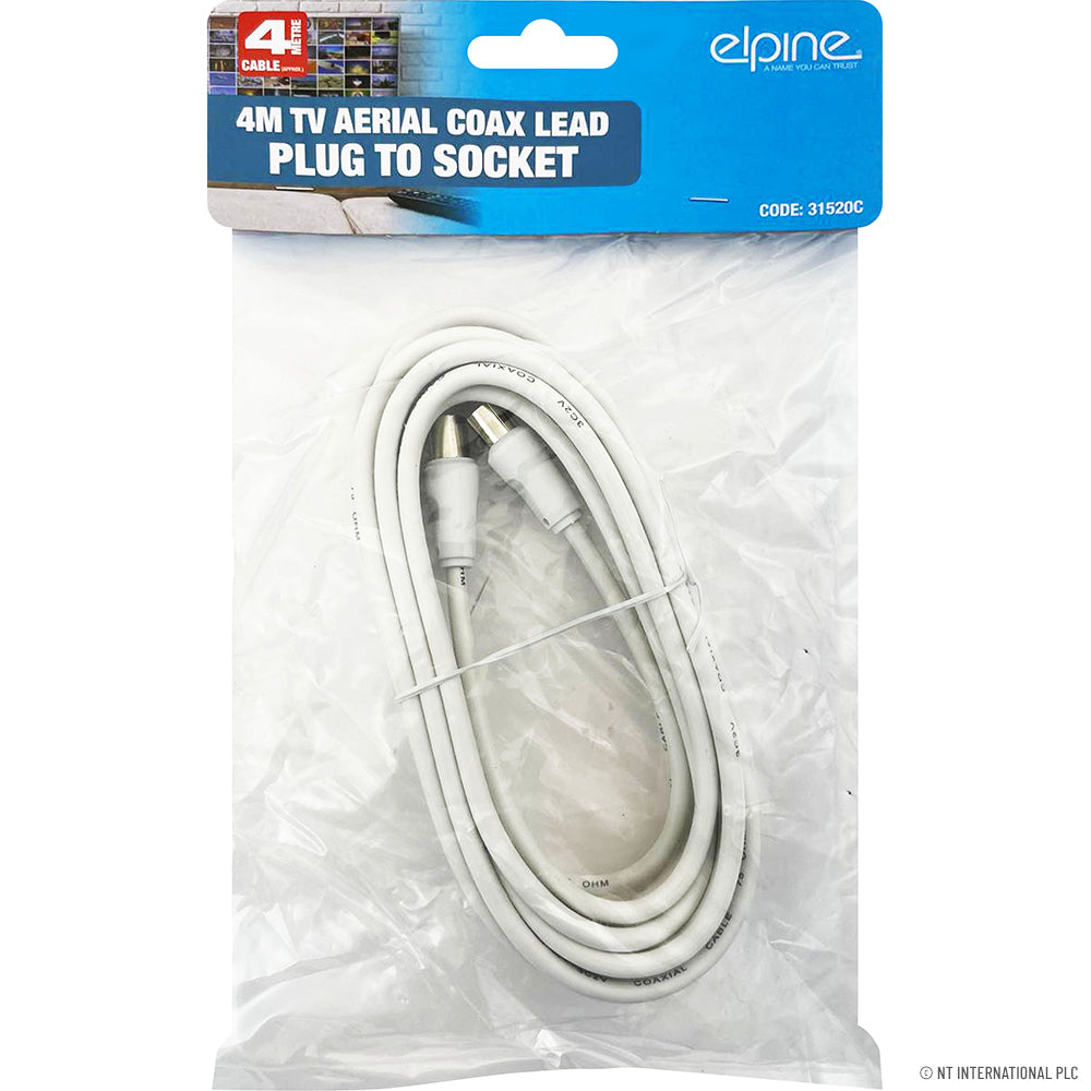 4m TV Aerial Coax Lead Plug To Socket