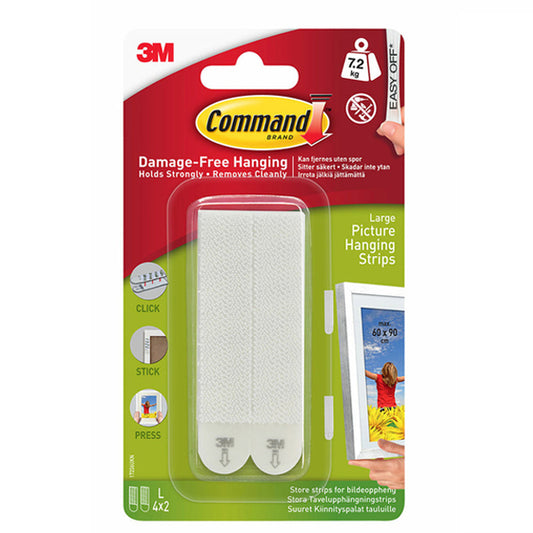Command Large Picture Hanging Strips 17206, White, 4 Sets