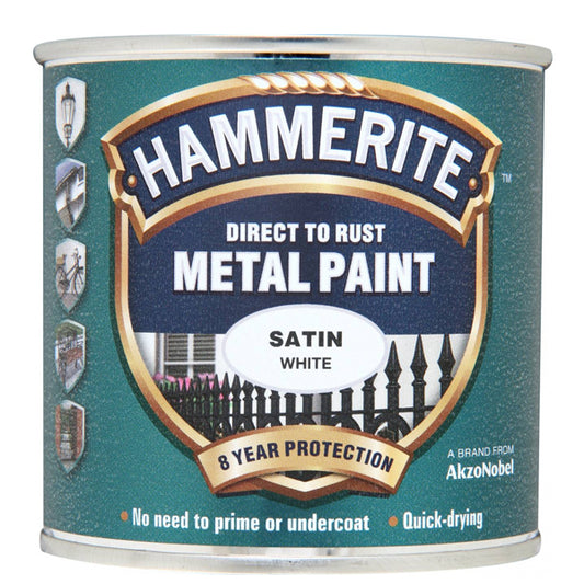 Hammerite Direct to Rust Metal Paint Satin 250ml - White