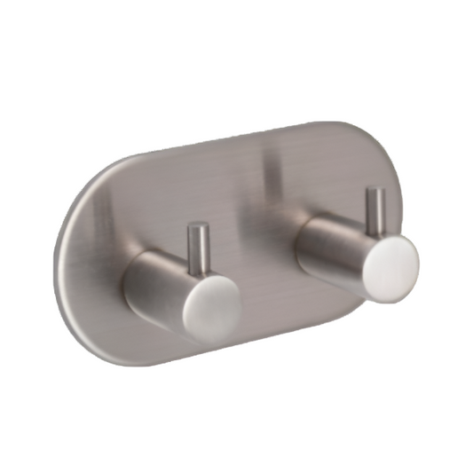 Eclipse 34738 Satin Stainless Steel Self Adhesive Double Coat Hook
