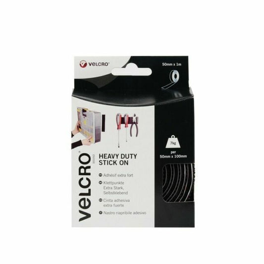 Velcro Heavy Duty Stick On Tape 50mm x 1m - Black