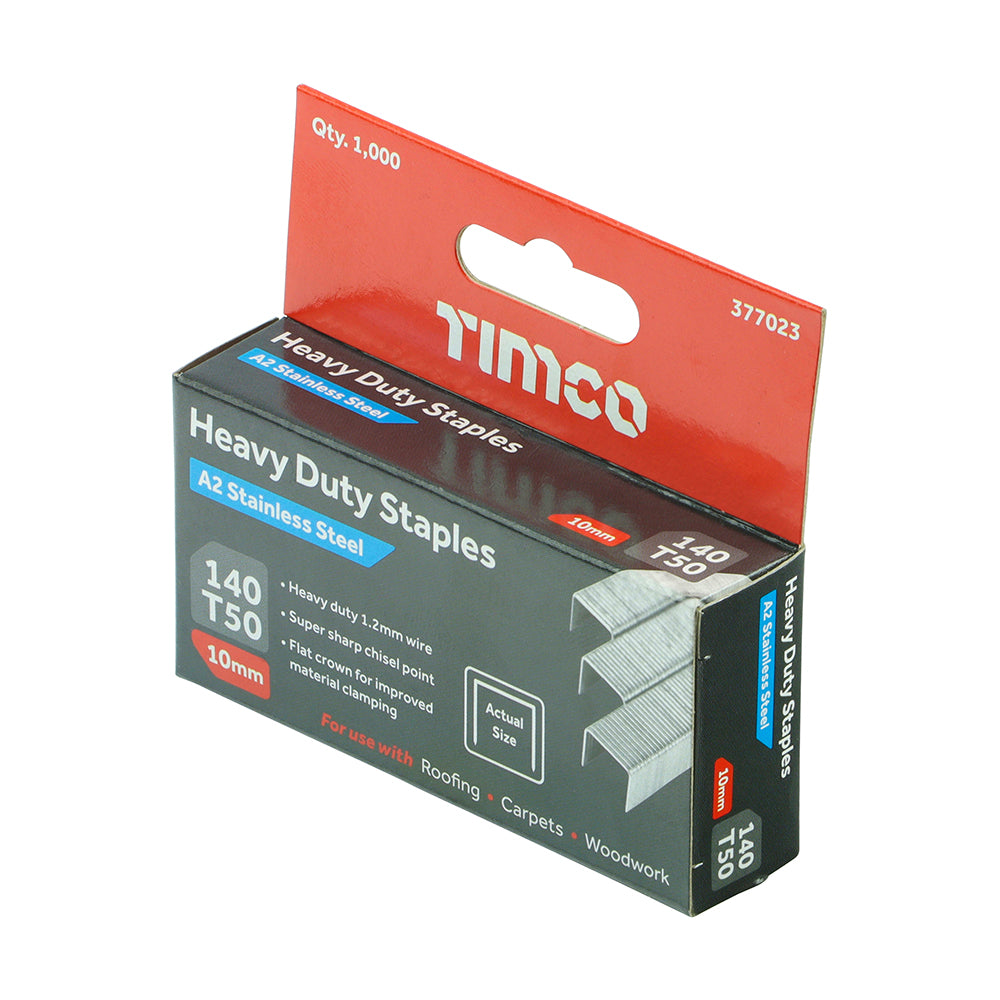 Heavy Duty Staples - Chisel Point - A2 Stainless Steel 10mm