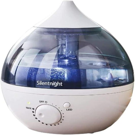 Silentnight 37719 1L Dew Drop Humidifier/Aroma Diffuser/Night Light Function/Quiet and Compact / 18 Mist Output Levels, 20 W, White, Blue