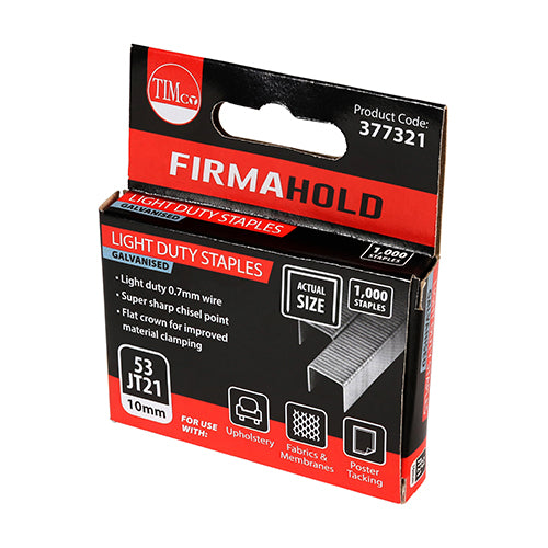 Light Duty Staples - Chisel Point - Galvanised 10mm