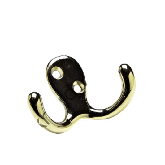 Twin Robe Hooks, Brassed