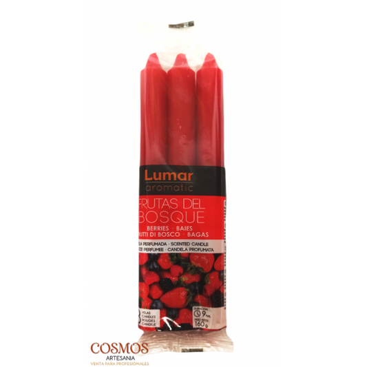 Pack of 3 forest fruit scented candles, 20cm