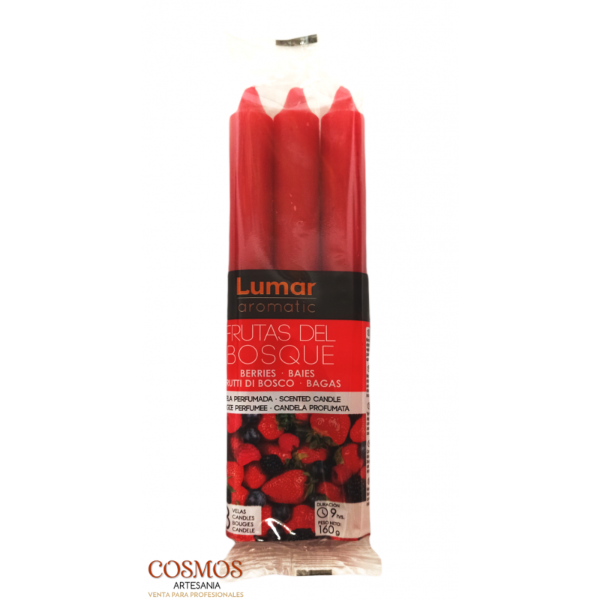 Pack of 3 forest fruit scented candles, 20cm