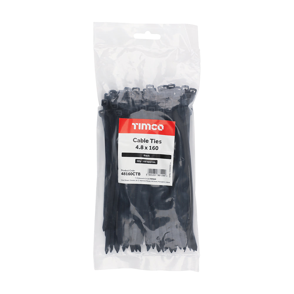 Cable Ties - Black 4.8 x 160