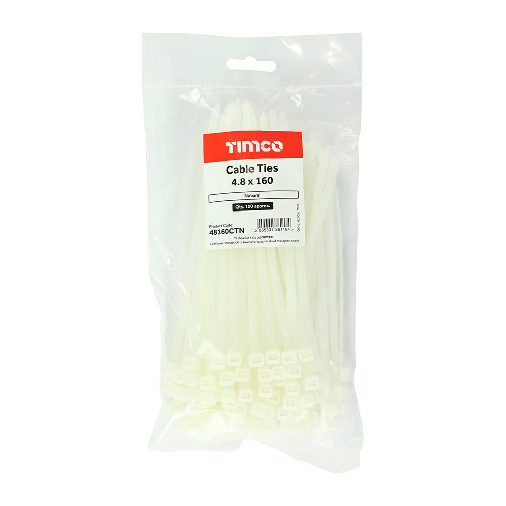 Cable Ties - Natural 4.8 x 160