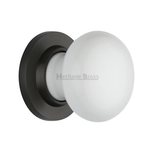 Plain White Porcelain Door Knob on Rose