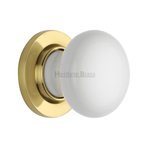 Plain White Porcelain Door Knob on Rose
