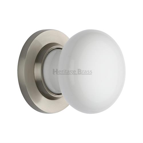 Plain White Porcelain Door Knob on Rose