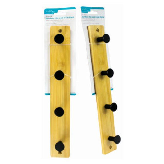 4 Hook Bamboo Hat & Coat Rack HC226