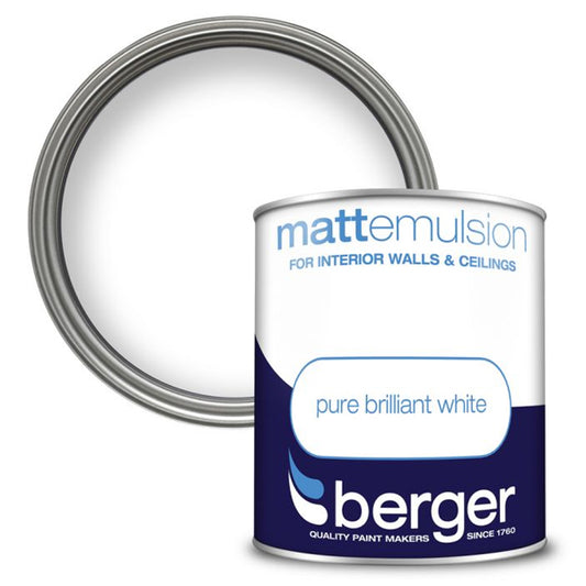 Berger Vinyl Matt Emulsion Paint Pure Brilliant White 1L