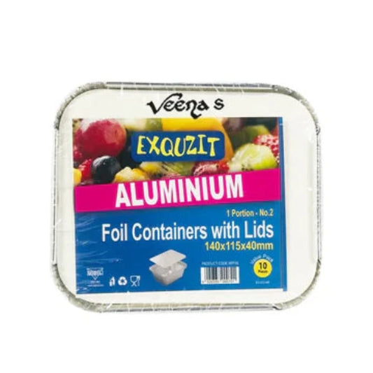 Udl Exquzit 1 Portion No.2 Foil Containers With Lids 10pcs (RPF06)