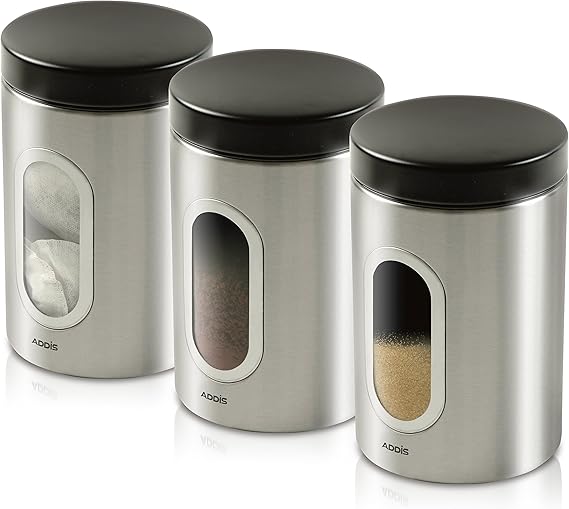 Addis Deluxe 3 Pack Canisters-Stainless Steel, 1.4L