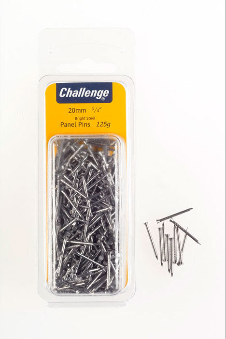 Challenge Bright Steel Panel Pins 20mm Clam Pack 75g