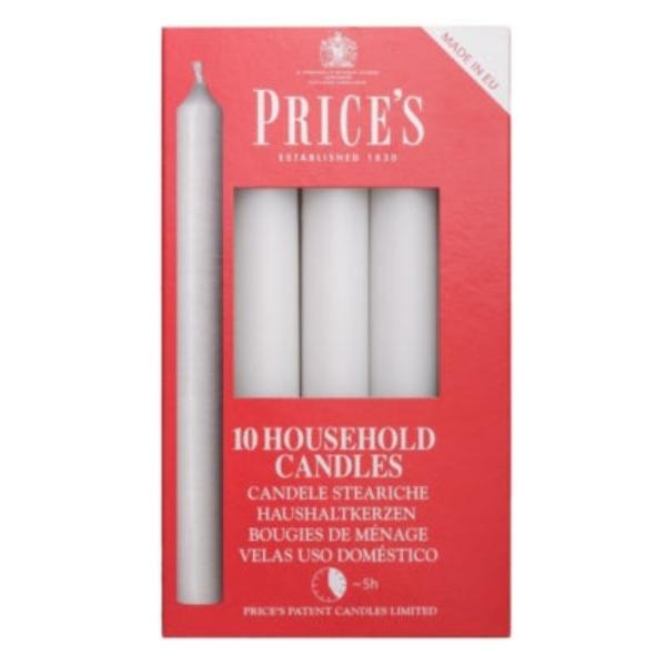 White Household Candles Pack of 10