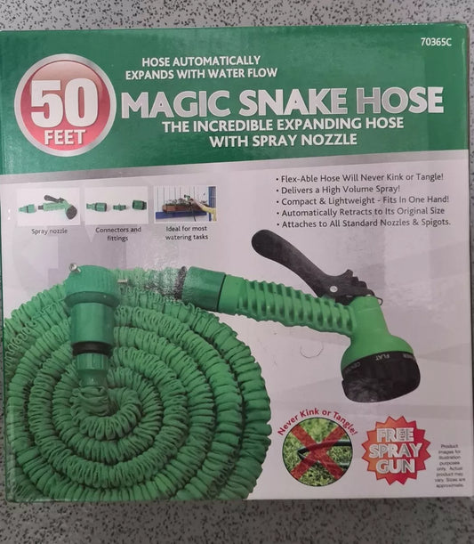 Magic Expanding Snake Hose 50ft Free Spray Gun Hose Flexible Garden 70365c