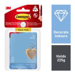 Command™ Mini Clear Hooks with Clear Strips 6 Hooks, 8 Small Strips
