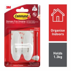 Command™ Medium Wire Hooks 2 Hooks, 4 Medium Strips