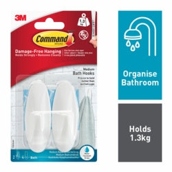 Command™ Bath Medium Designer Hooks 2 Hooks, 4 Medium Strips