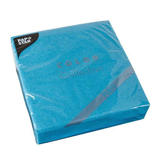 Napkins, turquoise 2-ply "PUNTO" 1/4 fold 38 x 38 cm micro-embossed